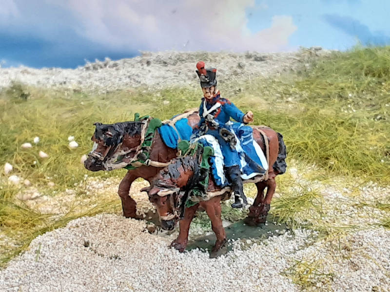 1808 - 1815: Französische Linien-Artillerie - Trains-Soldat mit  Zugpferden (abwartend)