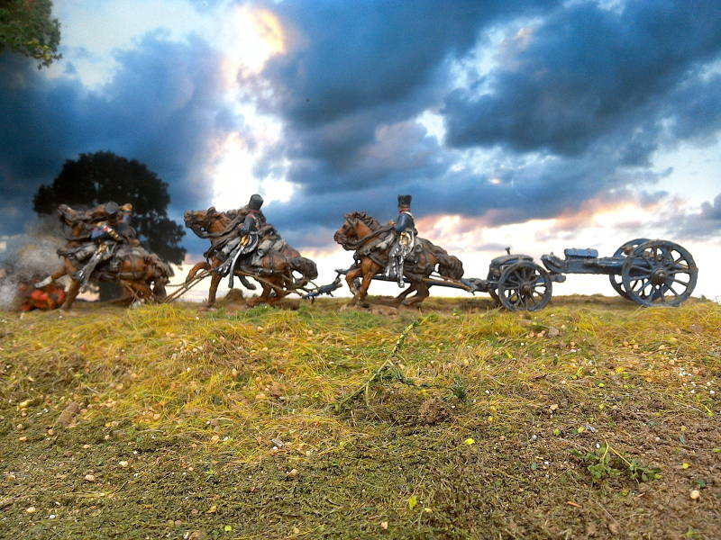 1813 - 1815: Preußische Trainsoldaten mit 6-Pfund-Kanone und Protze (1/72)