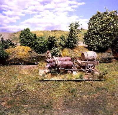 A-268-s 1 - 2 AD: Römischer Ochsentreiber mit einachsigem Bagagewagen (1/72)