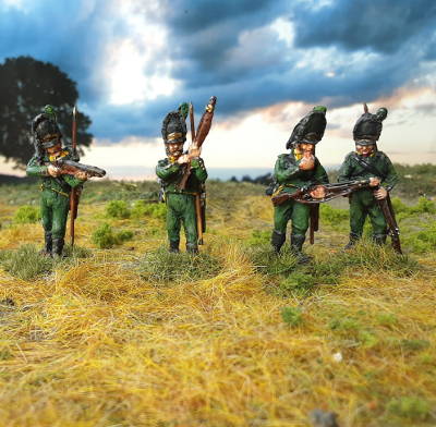 1806: Sachsen - Weimarer Scharfschützen plänkelnd (28 mm)