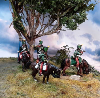 0803-hh 1813 - 1815: Französische Husaren (mit Shako Rouleau) inkl. Command Set