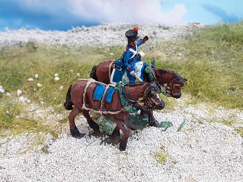 1808 - 1815: Franzosen -  Linien-Artillerie - Trains-Soldat mit Zugpferden (abwartend) - 1/72