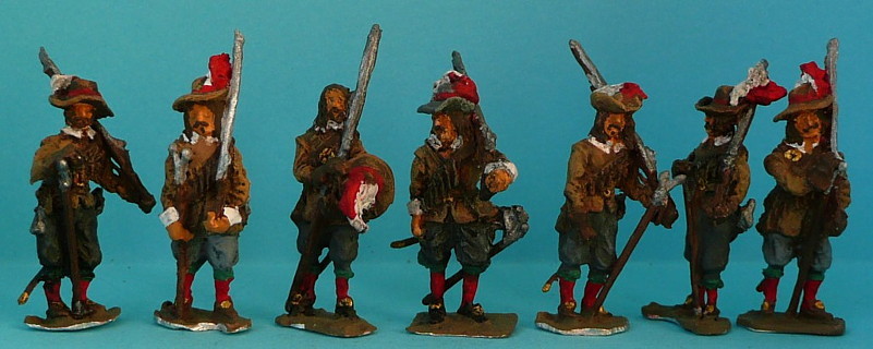 1618 - 1648: Musketiere (die Muskete geschultert)