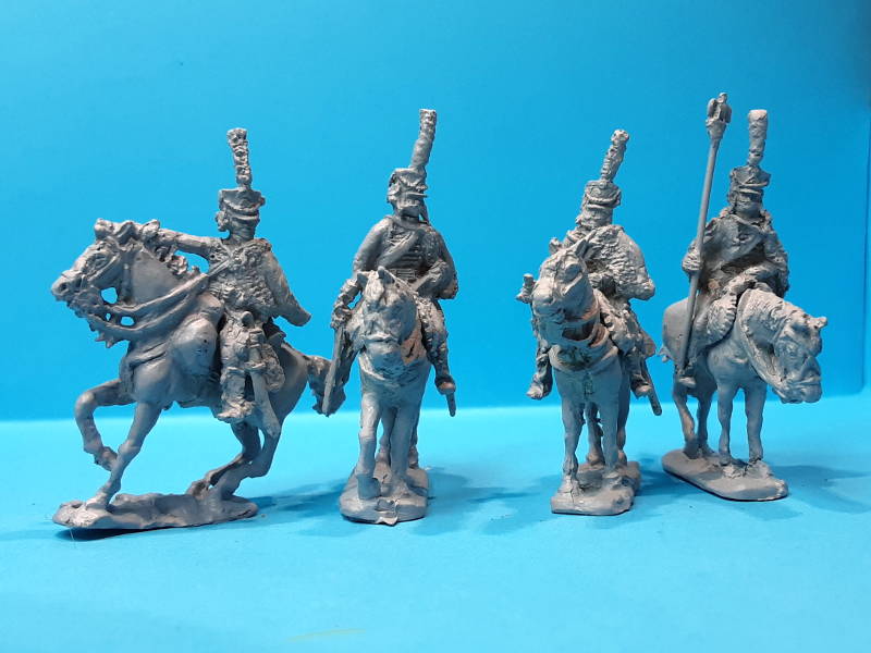 1805 - 1815: Französische Husaren - Offizier, Unteroffizier, Trompeter, Adlerträger