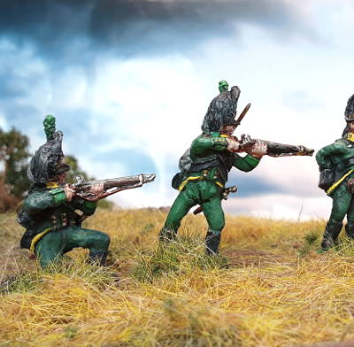 1806: Sachsen - Weimarer Scharfschützen plänkelnd (28 mm)