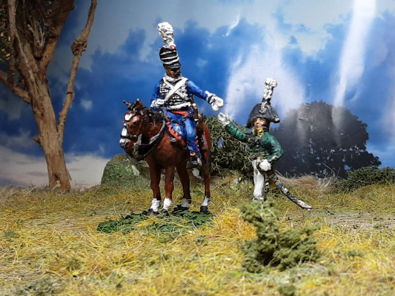 1806: Sachsen - Weimarer Offizier (Scharfschütz) und Husar (28 mm)