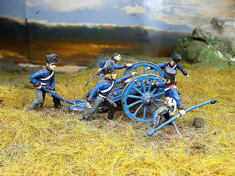 1813 - 1815: Preußen - Artillerie  - 6-Pfund-Kanone in Stellung bringend (1/72)