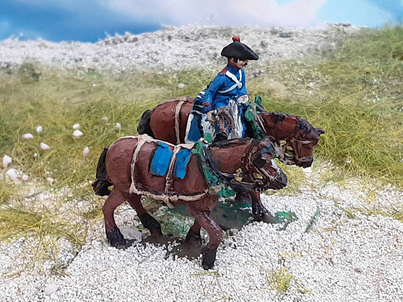 1805 - 1808: Französische Linien-Artillerie - Trainsoldat mit Zugpferd - 1/72