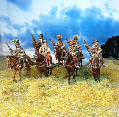 3011-s 1618 - 1648: Arkebusiere mit Helm (abwartend) - 1/72