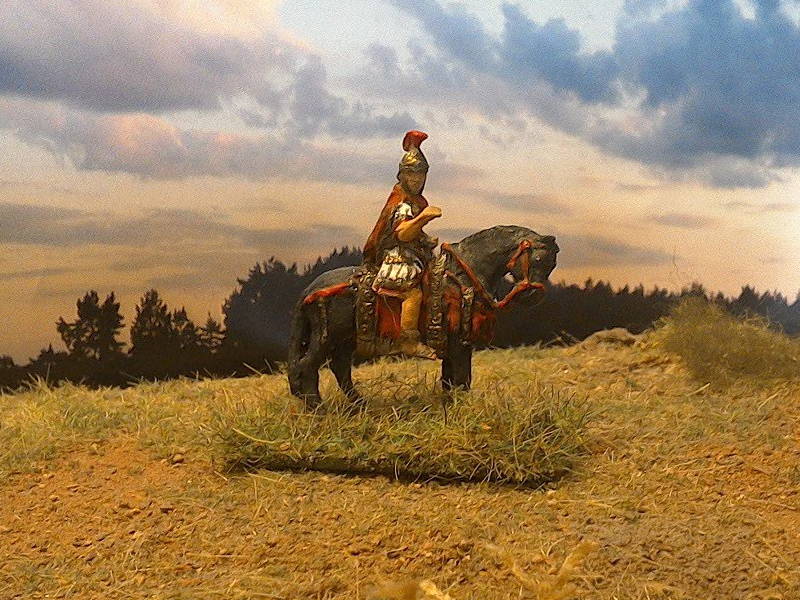 Römischer Tribun zu Pferd, abwartend (2 AD)