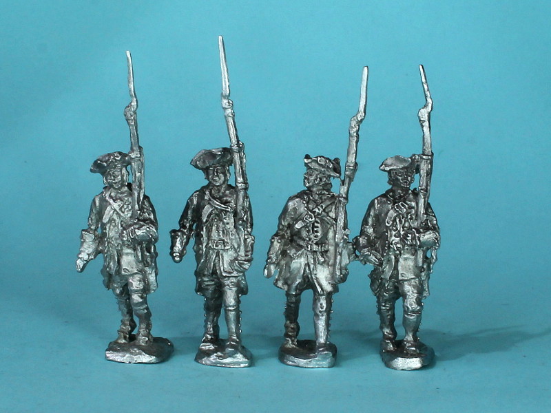 1740 - 1763: Französische Linieninfanterie - Füsiliere (marschierend)