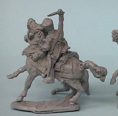 0789-d 1813 - 1815: Preußischer Trainsoldat auf scheuendem Trainpferde (1/72)