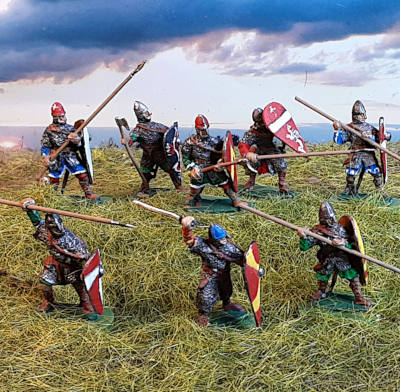 m-016-s 1000 - 1300 n. Chr.: Normannische Ritter  (in Verteidigungsposen) - 1/72