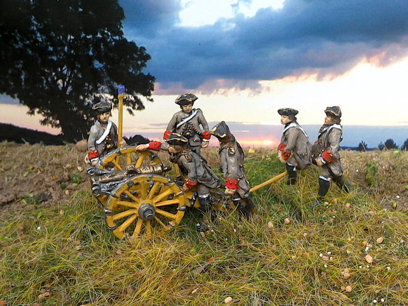 1740 - 1763: Österreichische Fußartillerie und 3-Pfund-Kanone 
