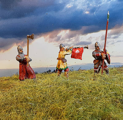 m-015-s 1000 - 1300 n. Chr. Normannische Ritter - Command Set - 1/72