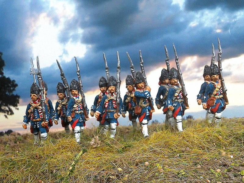 1740 - 1763: Französische Linieninfanterie - Grenadiere mit Bärenfellmütze