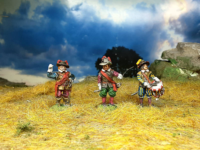 1618 - 1648: Command Set - Offizier, Fahnenträger, Trommler (1/72)